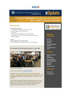 February 2015 eUpdate: 130 Attend 1st Strong Workforce Town Hall; Faculty Leaders Advise Task Force; Walt DiMantova Joins Chancellor’s Office; In the News