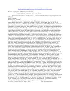 Southern Campaign American Revolution Pension Statements Pension Application of William Lister: S32377 Transcribed and annotated by C. Leon Harris Declaration of William Lister to obtain a pension under the Act of Congre