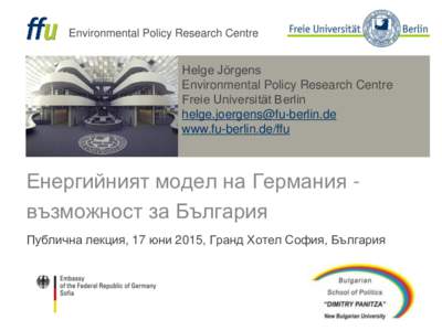 Environmental Policy Research Centre  Helge Jörgens Environmental Policy Research Centre Freie Universität Berlin 