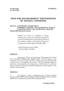 For discussion on 9 June 2005 EC[removed]ITEM FOR ESTABLISHMENT SUBCOMMITTEE