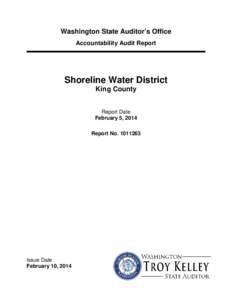 Washington State Auditor’s Office Accountability Audit Report Shoreline Water District King County Report Date