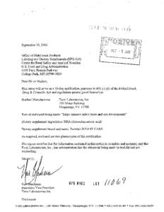 September30,2002 Office of Nutritional Products Labeling and Dietary Supplements(HFS[removed]Center for Food Safety and Applied Nutrition U.S. Food and Drug Administration[removed]Paint Branch Parkway