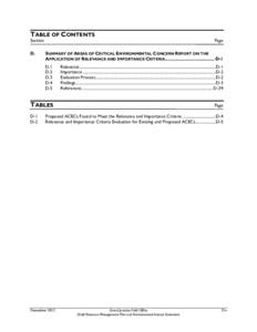 TABLE OF CONTENTS  Section D.  Page