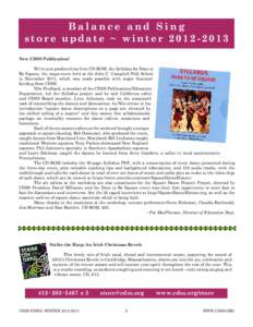 Balance and Sing store update ~ winter[removed]New CDSS Publication! We’ve just produced our first CD-ROM: the Syllabus for Dare to Be Square, the mega-event held at the John C. Campbell Folk School