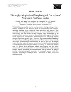 Journal of Behavioral and Neuroscience Research 2003, Vol. 1 (NEURON Special Issue), 15 © 2003 The College of Saint Rose POSTER ABSTRACT