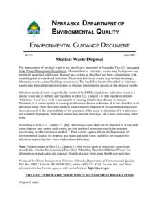 NEBRASKA DEPARTMENT OF ENVIRONMENTAL QUALITY ENVIRONMENTAL GUIDANCE DOCUMENT[removed]April 2007