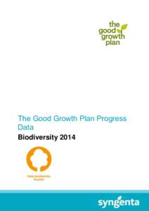 The Good Growth Plan Progress Data Biodiversity 2014 The Good Growth Plan Progress Data – Biodiversity 2014