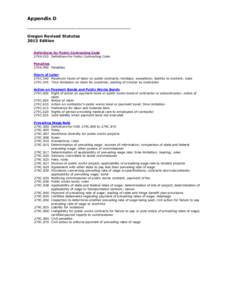 Appendix D ________________________________________________ Oregon Revised Statutes 2013 Edition Definitions for Public Contracting Code