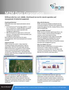 M2M Data Corporation M2M provides low cost, reliable, cloud-based services for remote operation and management of industrial equipment.