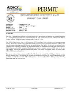 Griffith Energy LLC: Griffith Energy Power Project - Permit #53024