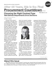 National Aeronautics and Space Administration  After 45 Years, this is the Final Procurement Countdown