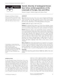 Diversity and Distributions, (Diversity Distrib[removed]–9  BIODIVERSITY