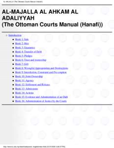 AL-MAJALLA (The Ottoman Courts Manual (Hanafi))