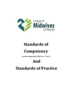 Standards of Competency (revisions approved by HDB Nov. 27, 2013) And Standards of Practice