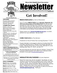 Mesta Park Neighborhood Association  Newsletter News and information for ALL residents of the Mesta Park Historic Preservation District September 2012