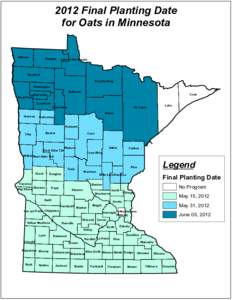 2012 Final Planting Date for Oats in Minnesota Kittson Roseau