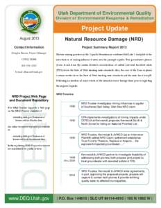 Utah Department of Environmental Quality Division of Environmental Response & Remediation Project Update August 2013