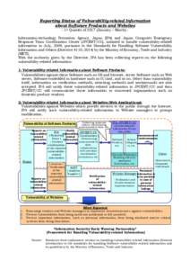 Reporting Status of Vulnerability-related Information about Software Products and Websites - 1st Quarter ofJanuary – March) - Information-technology Promotion Agency, Japan (IPA) and Japan Computer Emergency Res