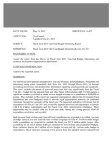DATE ISSUED:  May 18, 2011 REPORT NO: 11-077
