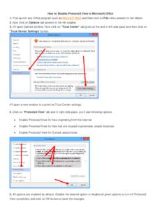 NC DHSR: How to Disable Protected View in Microsoft Office Products