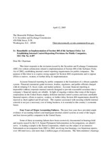 April 12, 2005  The Honorable William Donaldson U.S. Securities and Exchange Commission 450 Fifth Street, N.W. Washington, D.C[removed]