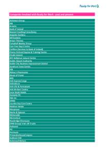 Companies involved with Ready for Work - past and present Achievers Group AIB Arnotts Bank of Ireland Beacon Coaching Consultancy