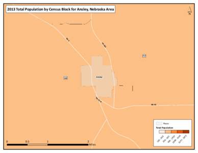 ´  2013 Total Population by Census Block for Ansley, Nebraska Area NE 2