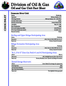 Division of Oil & Gas Oil and Gas Unit Fact Sheet COOK INLET  Swanson River Unit