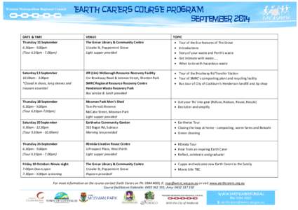 Western Metropolitan Regional Council  DATE & TIME VENUE