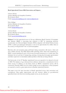 SESSION 7.1: Agricultural Surveys and Censuses - Methodology  Brazil Agricultural Census 2006: Innovations and Impacts Octávio Oliveira Instituto Brasileiro de Geografia e Estatística Rio de Janeiro, Brazil