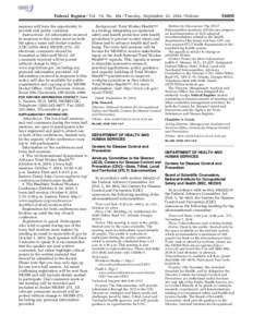 mstockstill on DSK4VPTVN1PROD with NOTICES  Federal Register / Vol. 79, No[removed]Tuesday, September 23, [removed]Notices sessions will have the opportunity to provide oral public comment. Instructions: All information rec