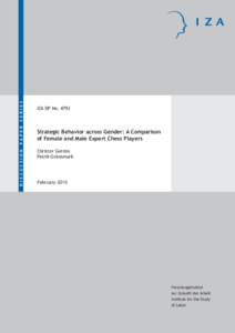 Strategic Behavior across Gender: A Comparison of Female and Male Expert Chess Players