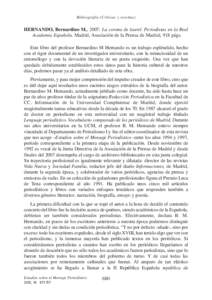 Bibliografía (Críticas y reseñas)  HERNANDO, Bernardino M., 2007: La corona de laurel. Periodistas en la Real