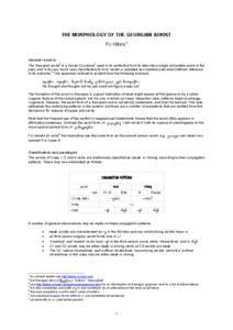 THE MORPHOLOGY OF THE GEORGIAN AORIST PJ Hillery1 General remarks 2  3