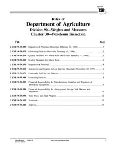 Rules of  Department of Agriculture Division 90—Weights and Measures Chapter 30—Petroleum Inspection Title