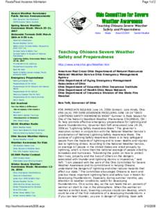 Floods/Flood Insurance Information  Severe Weather Awareness Public Service Announcements Ohio Governor Ted Strickland ODPS Director Henry Guzmán