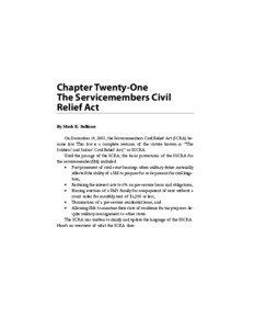 Chapter Twenty-One The Servicemembers Civil Relief Act