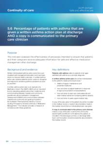 QUM domain: Safe and effective use Continuity of care  5.6 Percentage of patients with asthma that are