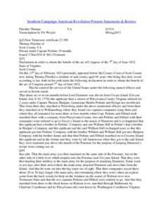 Southern Campaign American Revolution Pension Statements & Rosters Fletcher Thomas Transcription by FA Weyler VA