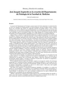Historia y filosofía de la medicina  José Joaquín Izquierdo en la creación del Departamento