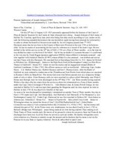 Southern Campaigns American Revolution Pension Statements and Rosters Pension Application of Joseph Johnson S7085 NC Transcribed and annotated by C. Leon Harris. Revised 3 Nov[removed]State of No. Carolina } Court of Pleas