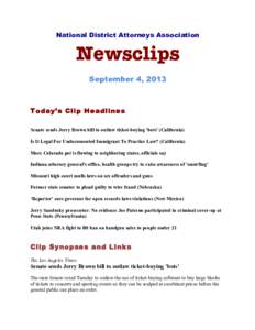 National District Attorneys Association  Newsclips September 4, 2013  Today’s Clip Headlines