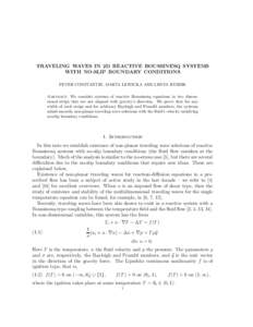 TRAVELING WAVES IN 2D REACTIVE BOUSSINESQ SYSTEMS WITH NO-SLIP BOUNDARY CONDITIONS PETER CONSTANTIN, MARTA LEWICKA AND LENYA RYZHIK Abstract. We consider systems of reactive Boussinesq equations in two dimensional strips