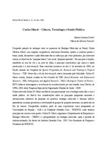 Revista Rio de Janeiro, n. 11 , set.-dez., 2003  Carlos Morel – Ciência, Tecnologia e Saúde Pública