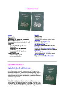 Inhaltsverzeichnis  Band 1 Quellenangaben Kapitelübersicht Informationen zur Sprech- und Schreibweise