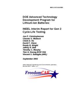 INEEL/EXT[removed]DOE Advanced Technology Development Program for Lithium-Ion Batteries: INEEL Interim Report for Gen 2