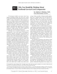 Fibromyalgia Frontiers • 2012 (Volume 20, Number 2)  PC3 Why You Should Be Thinking About Positional Cervical Cord Compression