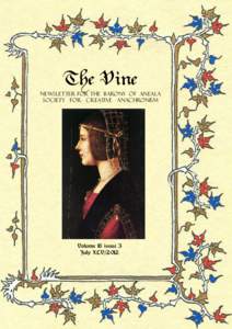 The Vine  Newsletter for the Barony of Aneala Society for Creative Anachronism  Volume 18 issue 3