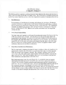 Citv of Bel Aire. Kansas  UTILITY POLICY The following policies represent a working document which addresses the actions and responses to utility issues associated with the Bel Aire utility system. The information is ame