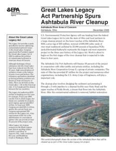 Ashtabula River AOC: Great Lakes Legacy Act Partnership Spurs Ashtabula River Cleanup, December 2005